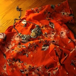 Red flowy floral print dress